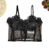 Laced Floral Corset Black