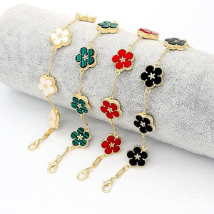 18K Gold Plated Flower Bracelet White