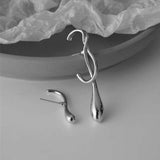 Asymmetrical Water Drop Earrings Silver