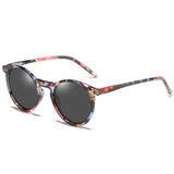 Polarized Round Cat Eye Sunglassess Floral Black