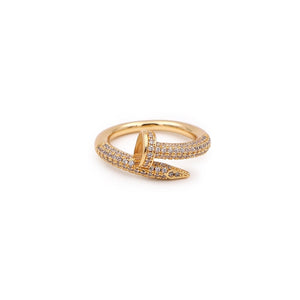 Resizable Pave Nail Ring Gold