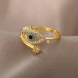 Blue Evil Eye Ring Gold