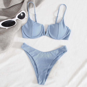 2-Piece Push Up Bikini Light Blue