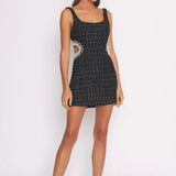 Pearl Embellished Mini Dress Black