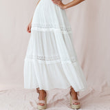 V-Cut White Boho Maxi Dress White