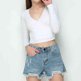 Distressed Denim Shorts Light Blue