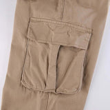 Baggy Wide Leg High Waist Straight Cargo Pants Khaki