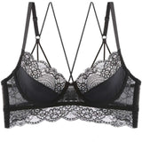 2-Piece French Lace Bra and High Waist Panty Set Black