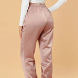 Satin Jogger Sweatpants Pink